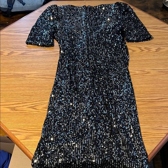 Calvin Klein Black Sequence Flare Dress (Size 12) - Picture 6 of 6